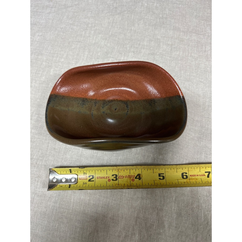 Sydney Signed Studio Pottery Handcrafted Organic Bowl Terracotta Green 5.5in